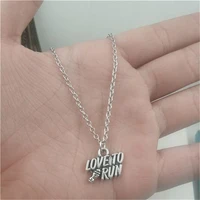 love to run charm creative chain necklace women pendants fashion jewelry accessory friend gifts necklace