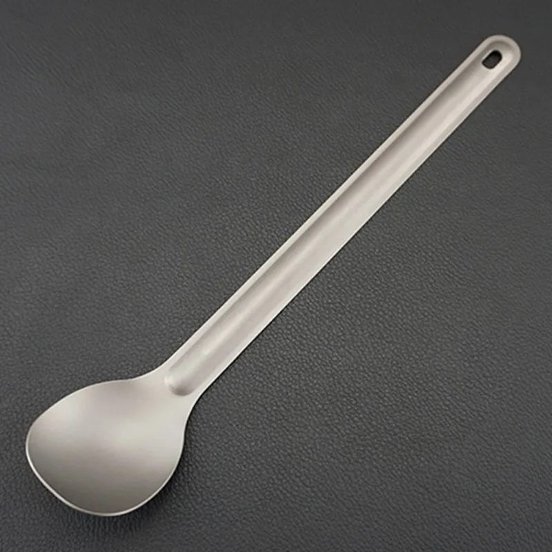 Ложка EDC легкая портативная из чистого титана с длинной прямой ручкой|Столовые