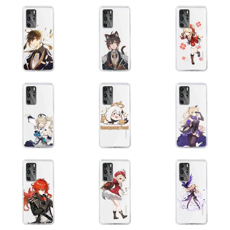 

Genshin impact Phone Case Transparent For Huawei honor V 9 8 10 20 7 i S A C X pro lite play Soft TPU Clear Mobile bags