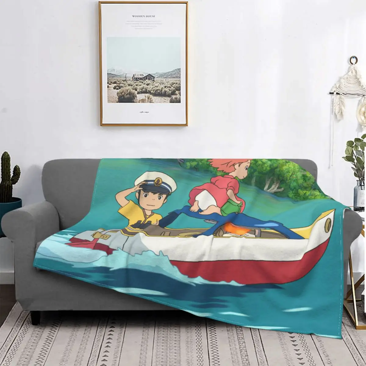 

Фланелевое мягкое флисовое покрывало Ponyo на скале Sosuke