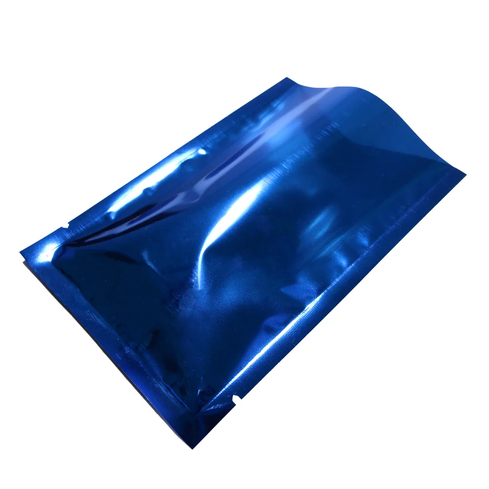 

Пакеты с открытым верхом для упаковки пищевых продуктов, термоизолируемые глянцевые синие мешочки из экологически чистой алюминиевой фоль...