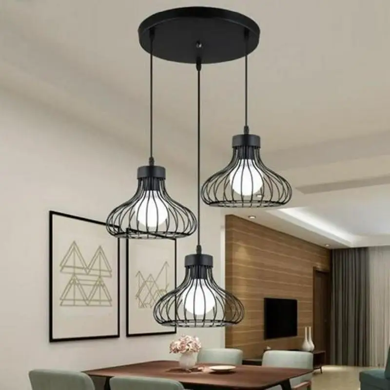 Современный подвесной светильник из черного железа в винтажном стиле