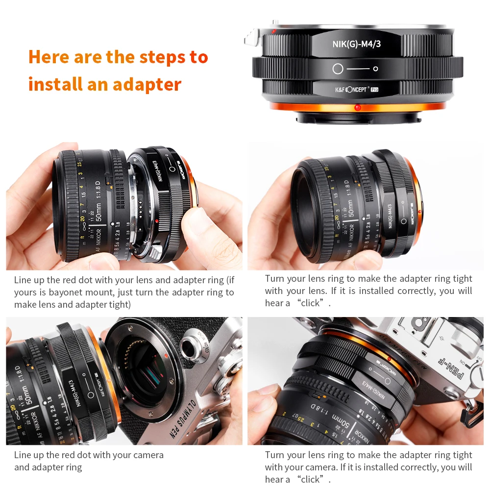 Объектив K &amp F CONCEPT NIK(G)-M43 Nikon AI G на корпус камеры M43 MFT M4/3 с креплением переходное