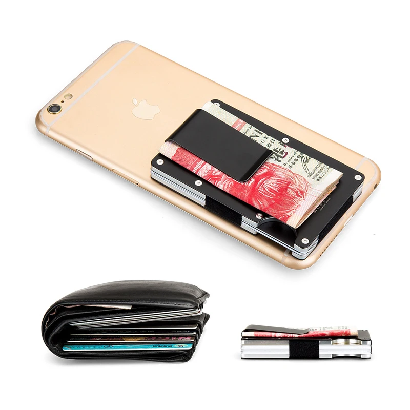 

2021 New Brand Credit Card Holder Safe Wallet Money Clip RFID Blocking Slim Purse Minimalist Metal Credit ID Card Holder for Men