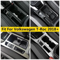 for vw volkswagen t roc 2018 2022 central control gear shift water cup holder panel cover trim abs stainless steel accessories