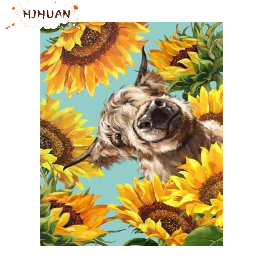 

Diamond Painting Sunflowers dog animal Full Round Square Drill Rhinestone Cross stitch Mosaic Wall Art Pictures Home Decoration