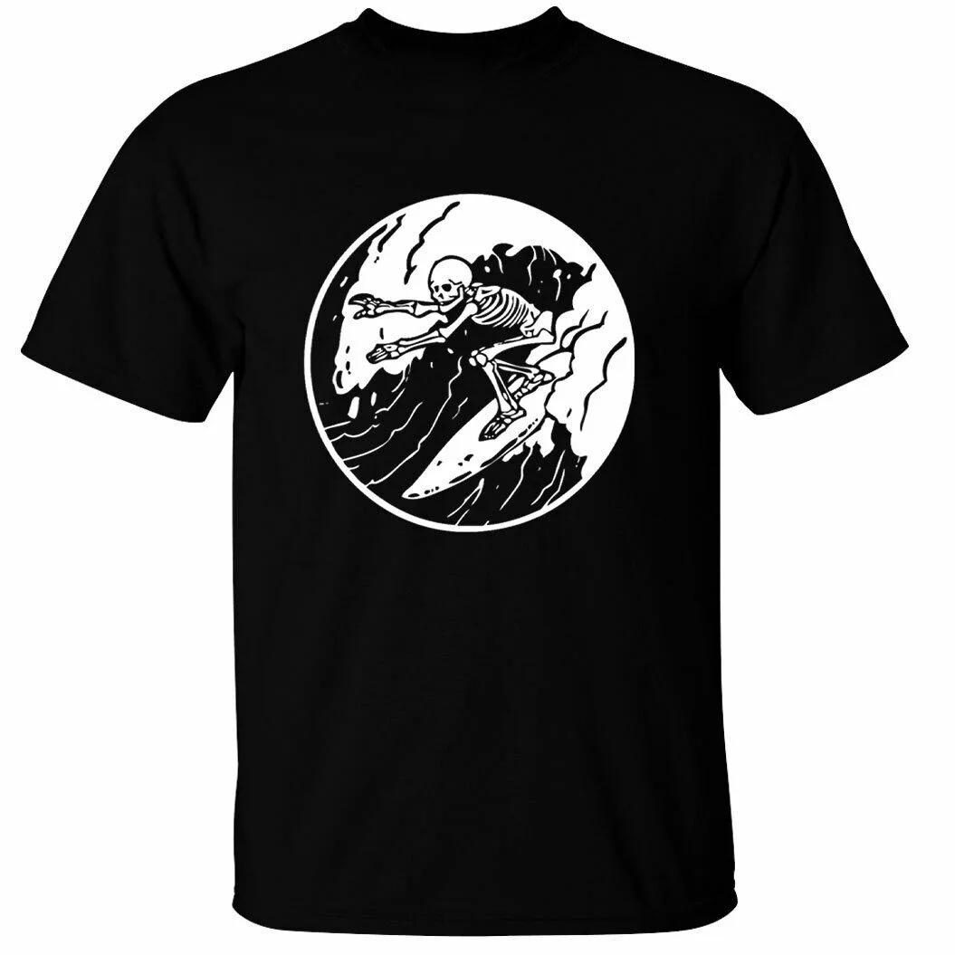 Футболка с скелетом для серфинга мужчин и женщин Мужская футболка черепом