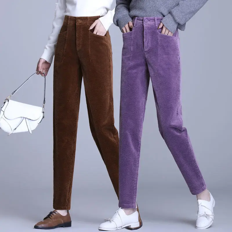 Женские вельветовые штаны шаровары на осень и зиму 2020 Свободные повседневные