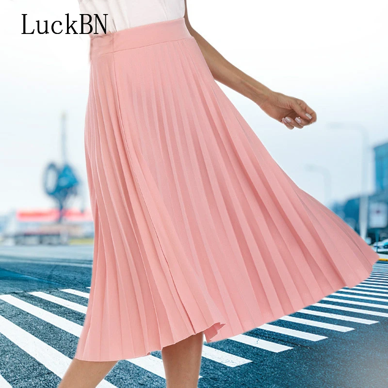 

Women Skirts High Quality Spring Autumn Skirts Elegant High Waist Pleated Skirt Hot Fashion Female Fashion Kawaii Skirts Faldas