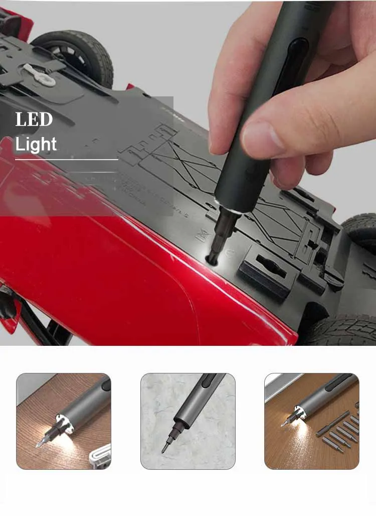 mini cordless precision electric screwdriver bit kit usb rechargeable power phone repair diy tools aluminium body with led light free global shipping