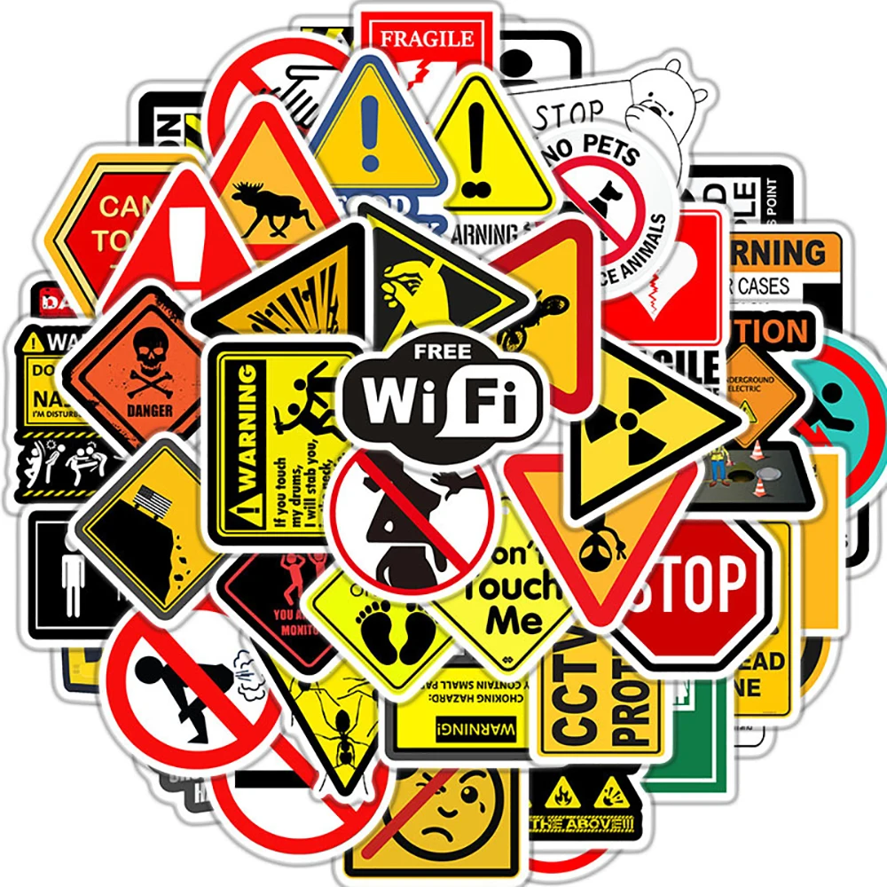 

50 шт. предупреждающие наклейки s опасность запрещение скейтборд холодильник гитара ноутбук мотоцикл путешествия классическая игрушка крут...