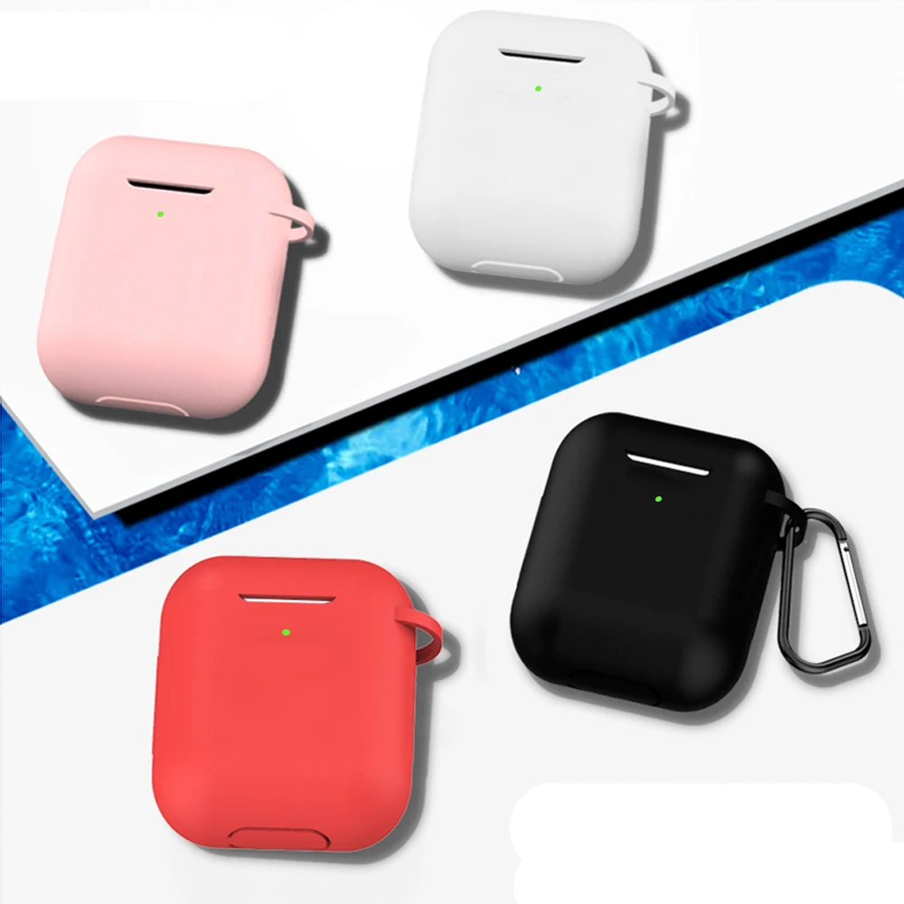 Защитный чехол для наушников AirPods 2 мягкий силиконовый Apple Airpods с крючками