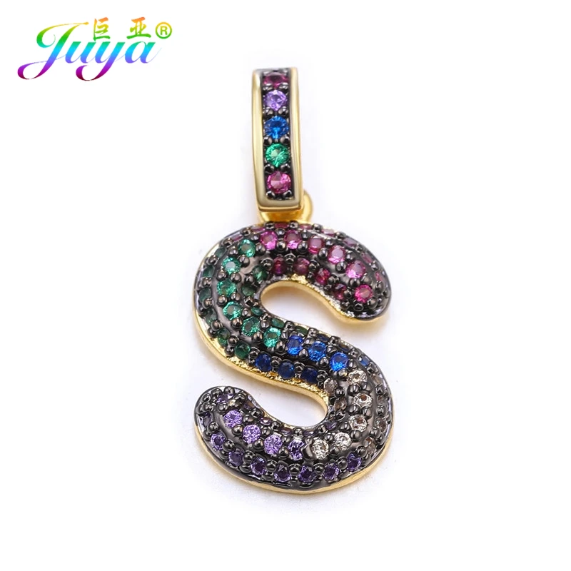 Gold S Juya DIY шнур кожаный вывод многоцветный Циркон с радужным блеском золото 26 буквы алфавита кулоны с надписями поставки - Окраска металла: Gold S