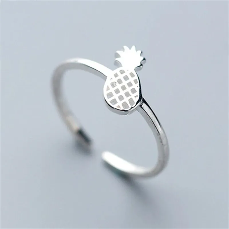 

Simple Forest Sweet Pineapple 925 Sterling Silver Jewelry Personality Temperament Fruit Popular Opening Rings SR46