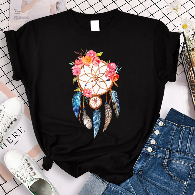 

Fairy Harajuku Gothic T-Shirt Fashion Goth Kpop Grunge Y2k Aesthetic Shirts for Women Trend Cartoon Dream Catcher Print Clothes