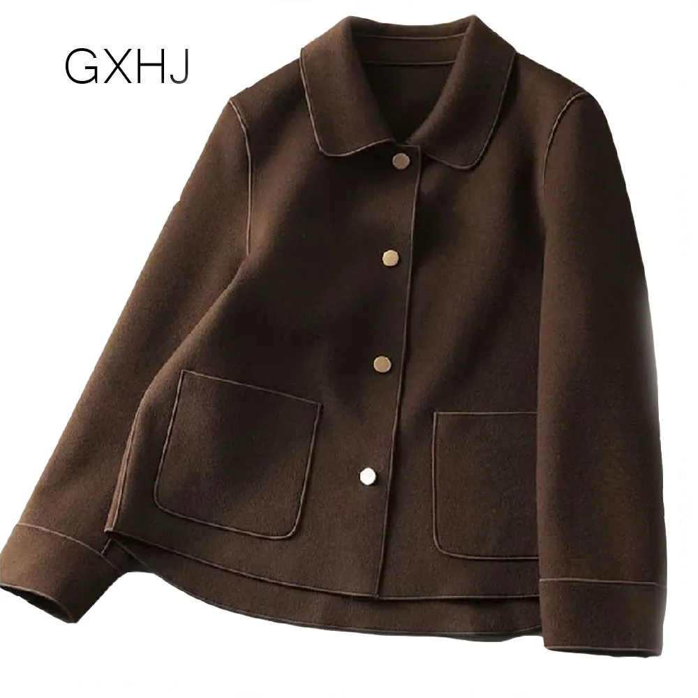 

women 2021 new fashion short women wool coat Women Faux Wool coat Single Breasted Turn Down Female Blends Causal M-4XL LHJ180