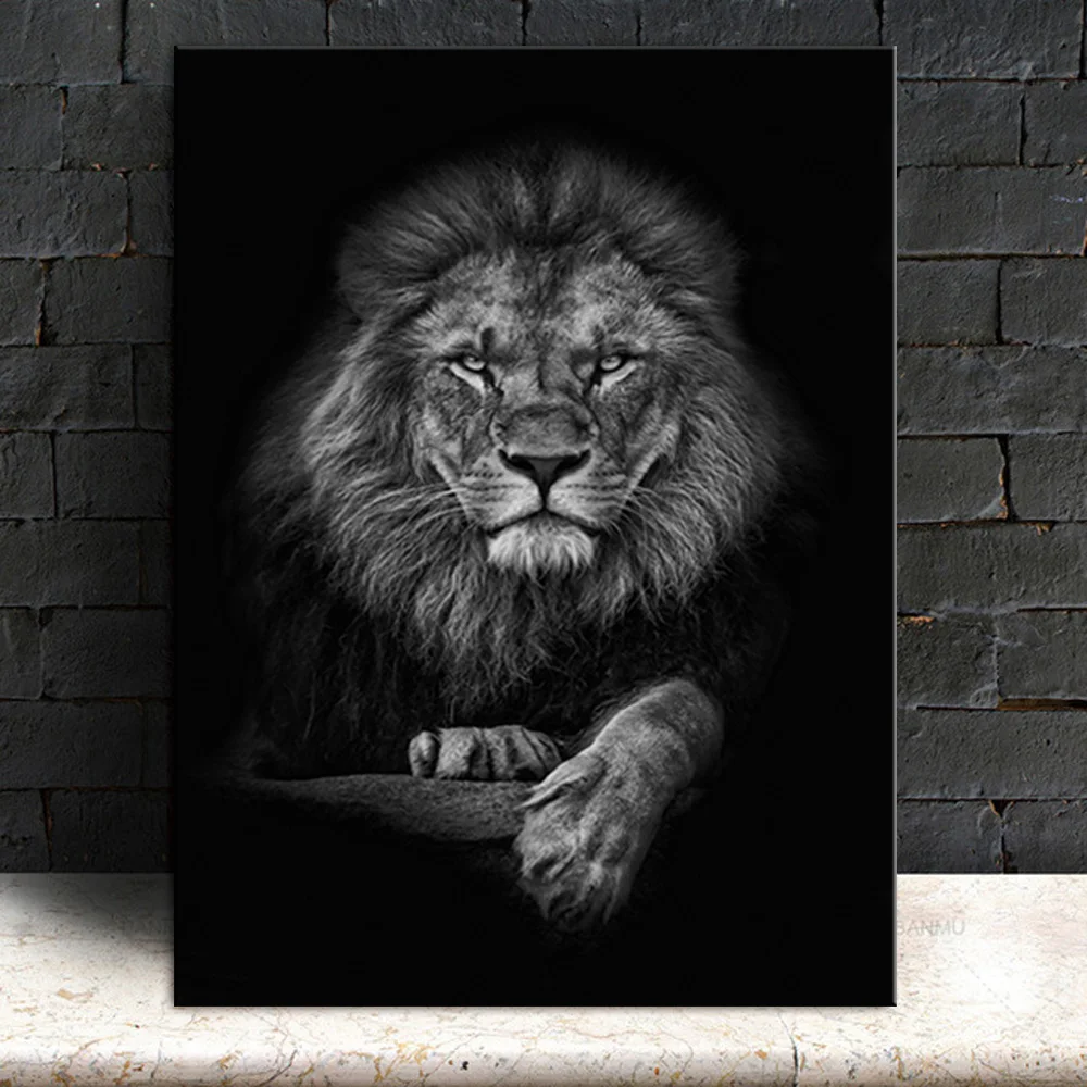 Скандинавская абстрактная картина льва Голова Холст животные настенные