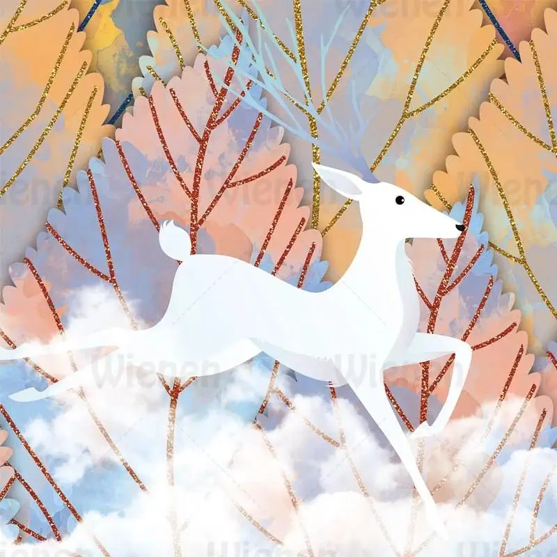 

Abstract Colorful Leaf Forest Deer Canvas Painting Landscape Decor Wall Posters and Printed Wall Art Pictures Home Decor Unframe