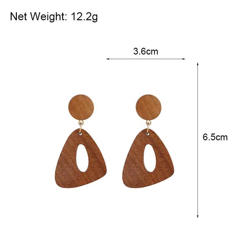 AENSOA Vintage Unique Design Brown Triangle Wooden Earrings Ethnic Irregular Geometric Statement Drop Fashion Jewelry | Украшения и