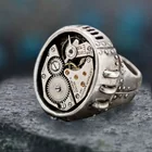 Мужское кольцо-Шестерня Cyberpunk, механические часы с вращающимся механизмом в готическом стиле, винтажное модное кольцо под античное серебро, мужское свадебное украшение