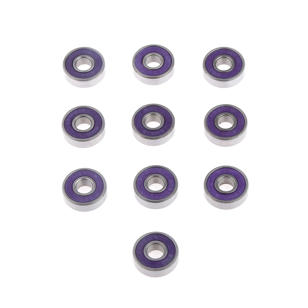 

1 Set Of Steel Skateboard Longboard Bearings ABEC 9 Speed Purple 10pcs Purple