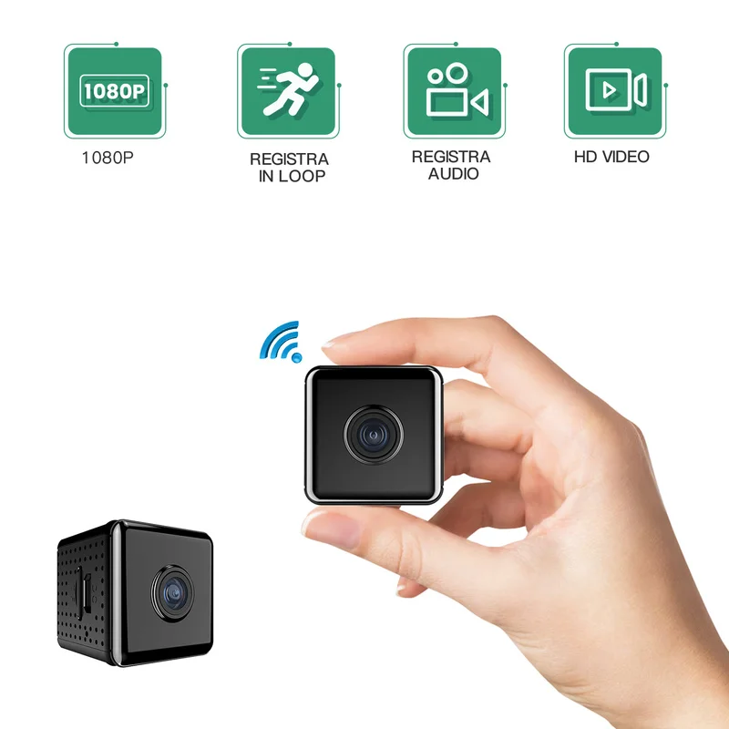

Маленькая и легкая беспроводная IP-камера W10 1080P Wi-Fi с сигнализацией движения и широкоугольным углом 90 градусов и встроенным микрофоном