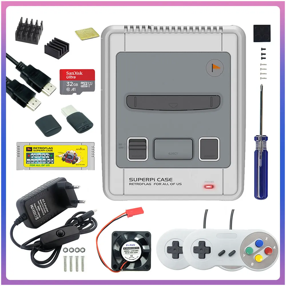 Оригинальный Ретро Флаг SUPERPI CASE J Raspberry Pi 3 Model B +/B NESPI ABS Box для RetroPie 32GB SD карта