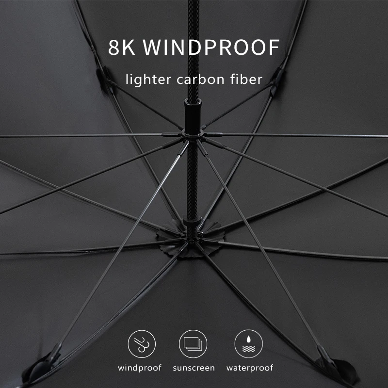 

Ultralight Long Handle Clear Umbrella Sun Protection 8 Ribs Windproof Men Big Black Umbrellas Rain Women UV Parasol Outdoor