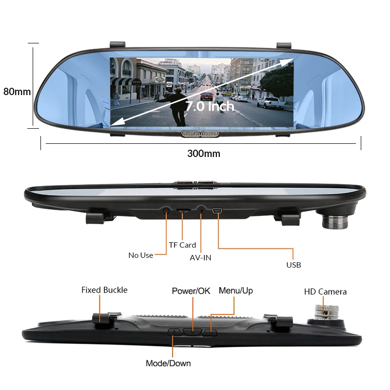E-ACE Автомобильный видеорегистратор зеркало видео Регистраторы 7 0 дюймов
