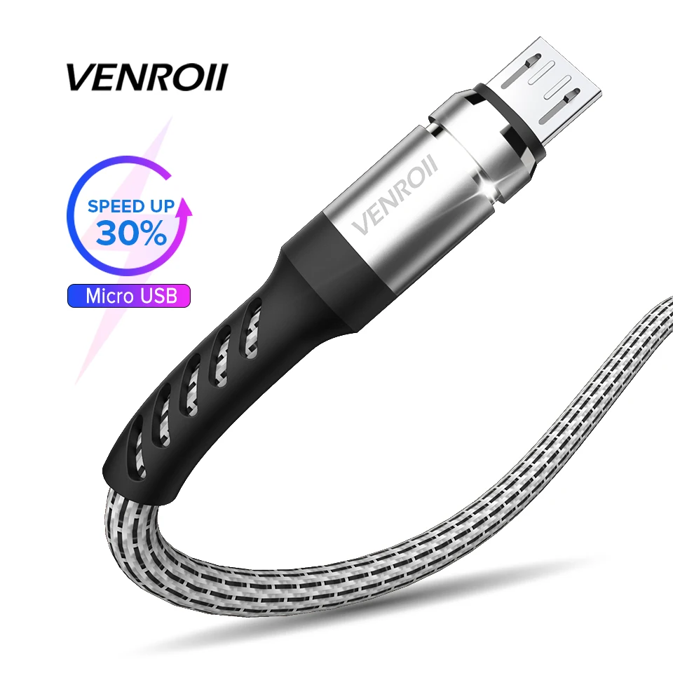 Кабель Micro USB Venroii 1 м для синхронизации данных и зарядки телефона шнур Samsung S7 J5 Huawei