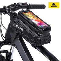 wild man bike front bag cycling large capacity touch screen bicycle phone bag mtb road waterproof bike accessories