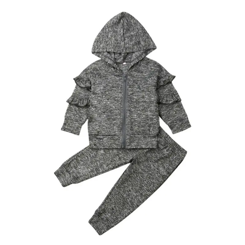 Новинка крутые топы с оборками для маленьких девочек толстовка и штаны зимняя