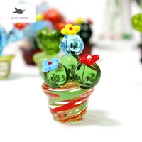 handmade murano glass cactus figurines home desktop decor craft ornaments creative colorful cute miniature plant gifts for kids