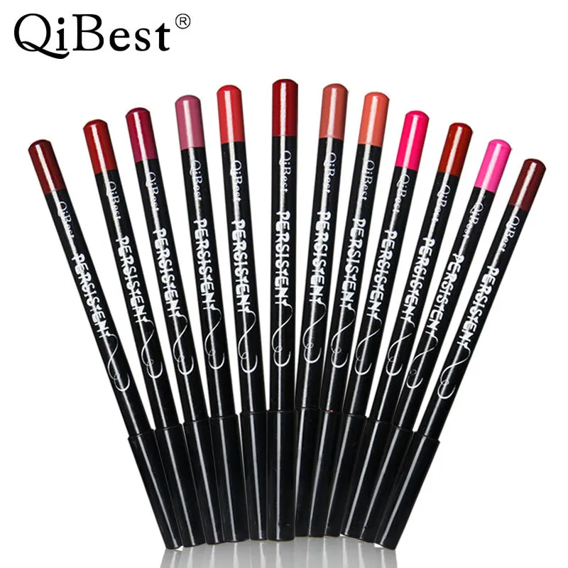 

12pc QiBest 12 Colors Lip Liner Lips Pencil Long Lasting Lipgloss Waterproof Lip Tattoo Makeup Q0165 65ml