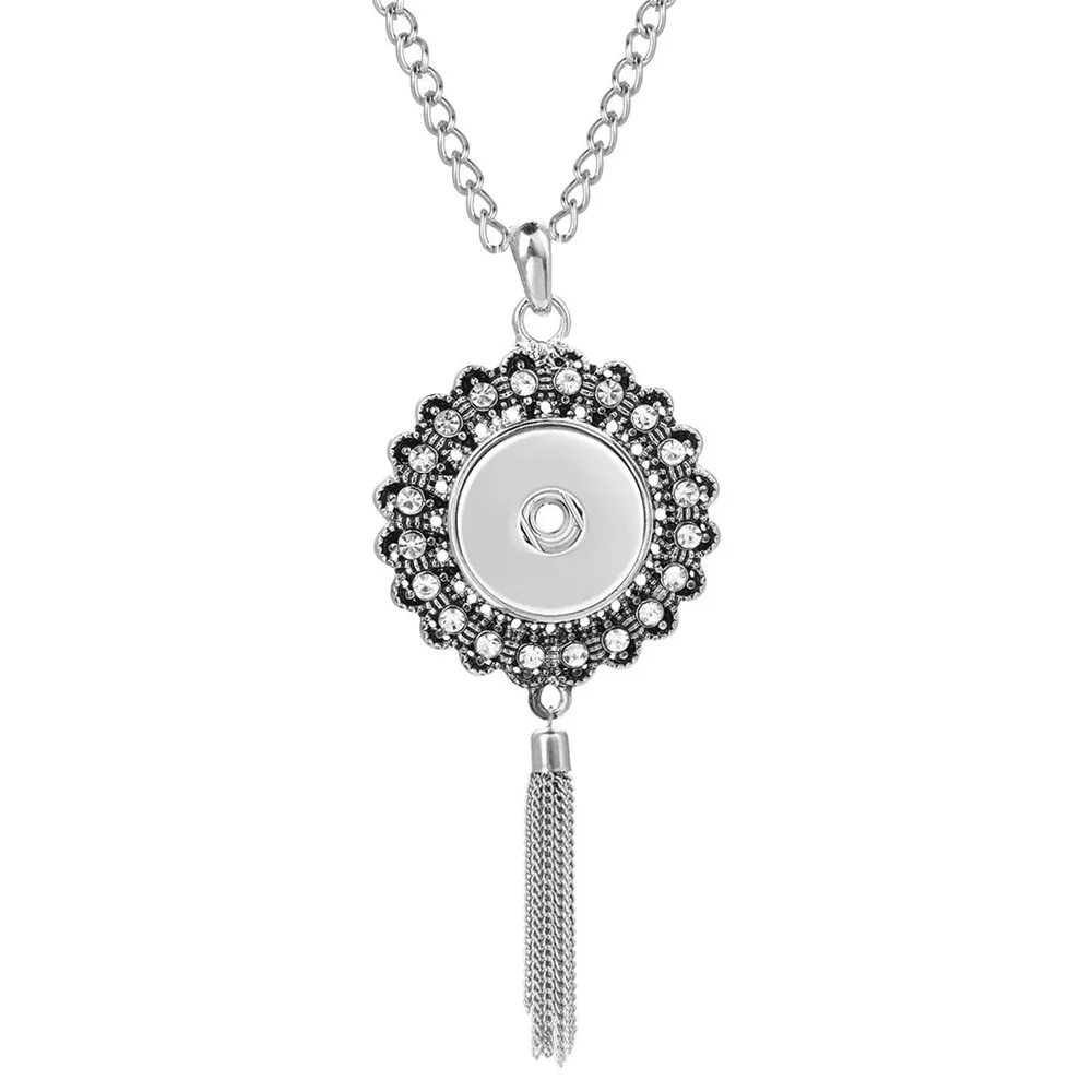 Новое модное ожерелье с кнопкой в этническом стиле серебряного цвета длинной