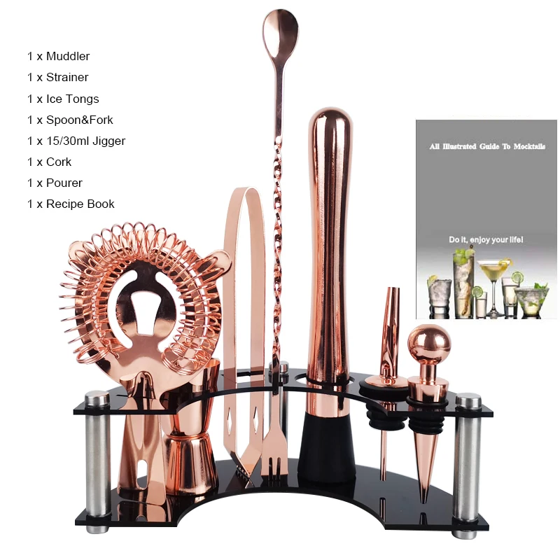 

AREYOUCAN New arrival boston Double shaker bar tools bpa free Stainless steel 304 high-end 9 pieces cocktail shakers set