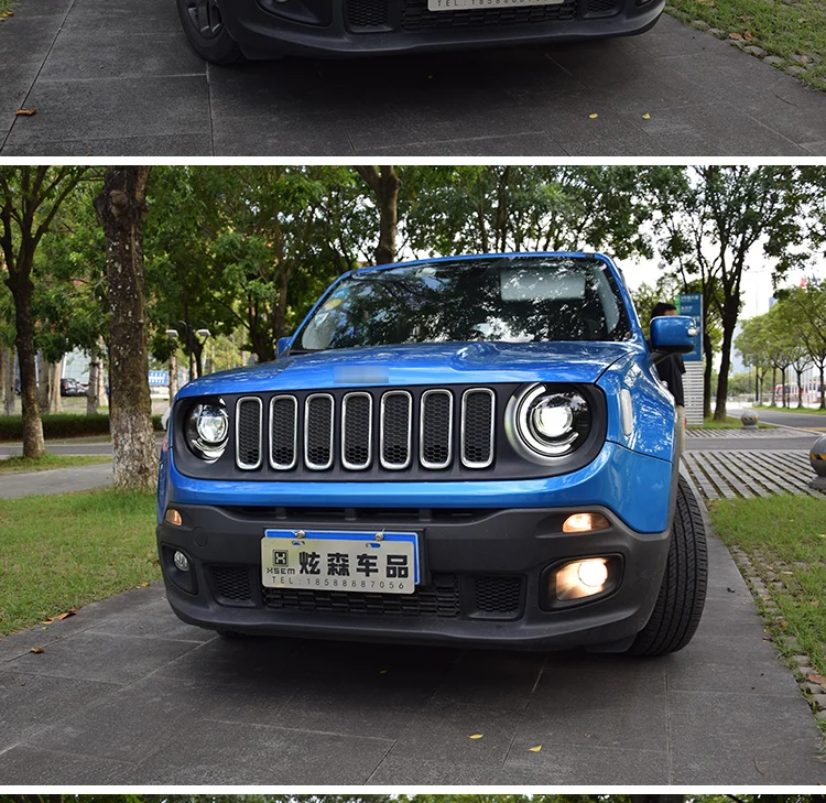 Автомобильный Стайлинг фар для Jeep Renegade- светодиодные фары DRL ходовые огни биксеноновый луч ангельские глазки Авто фара