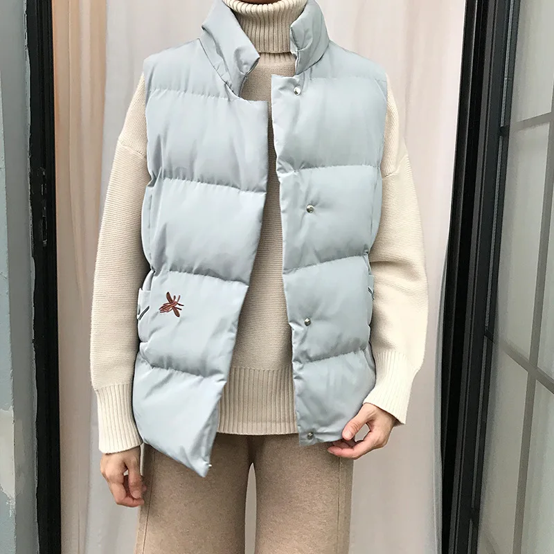 

Autumn Winter Women Short Cotton Vest Solid Sleeveless Coats L6011225