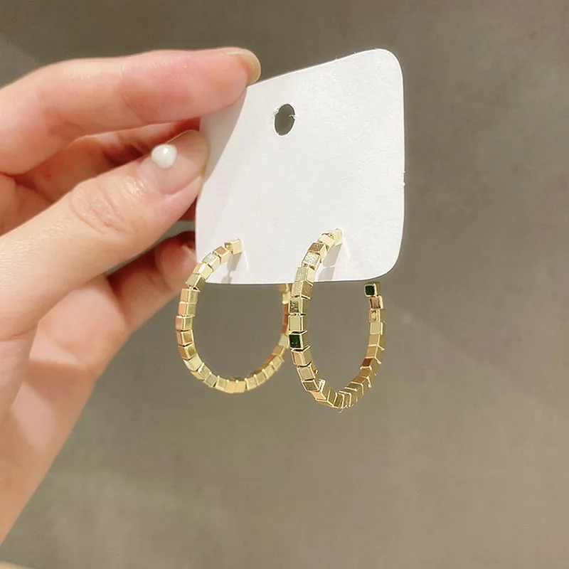 

Fashion Tube Circle Hoop Earrings For Women Korean Style Delicate Simple Golden Color Earrings Wholesale