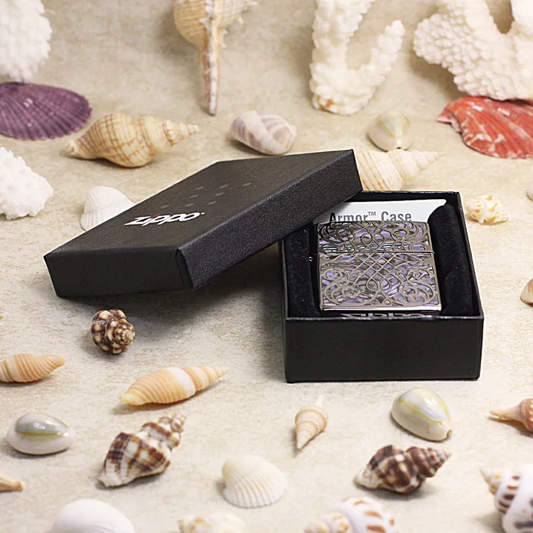 

Genuine Zippo oil lighter copper windproof Arabic style Hollow shell cigarette Kerosene lighters Gift anti-counterfeiting code