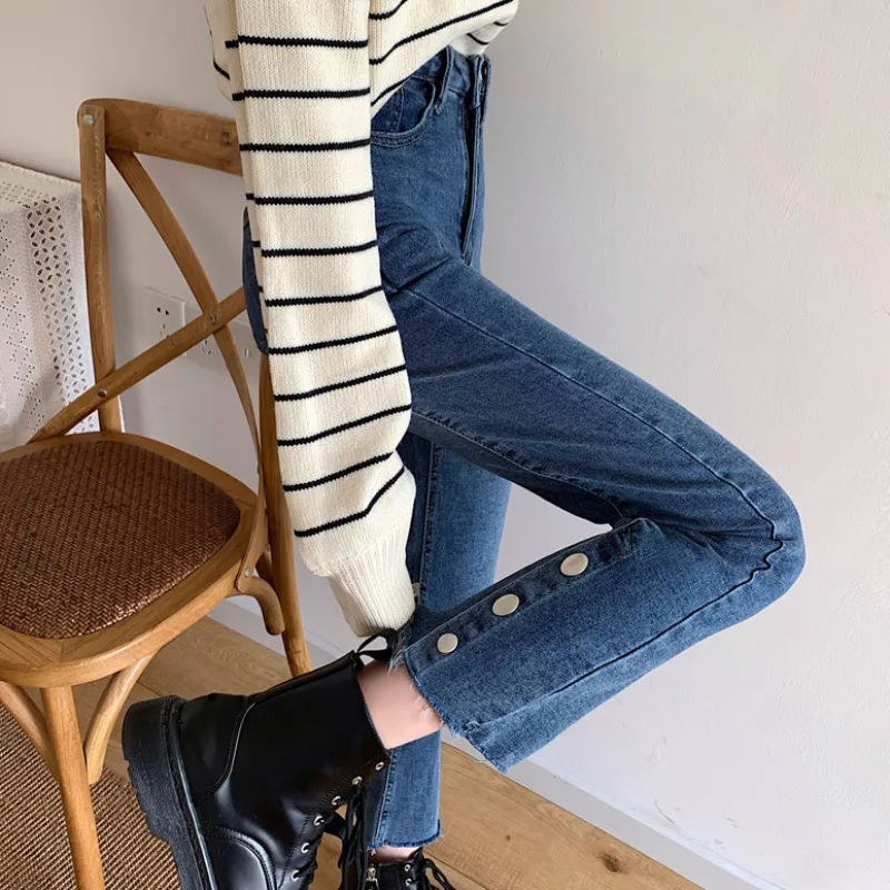 

Spring 2021 New Stretchy High Waist Slimming Versatile Retro Straight-Leg Pants Niche Denim (Ankle-Length Pants) Women