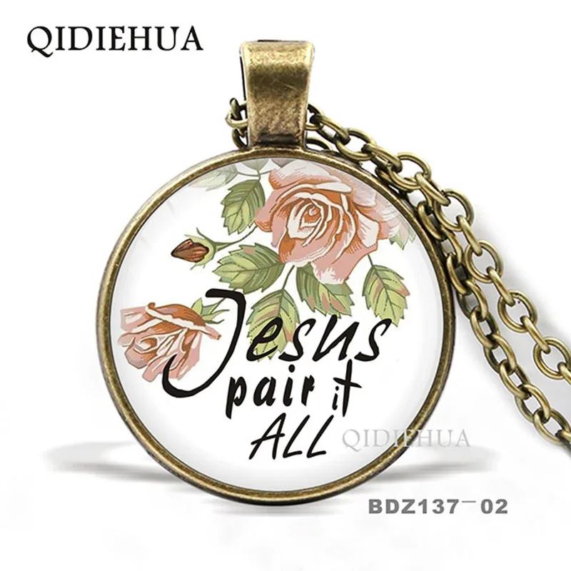 Модные Библейские стихи ожерелье стеклянный купол кулон s растение цветок
