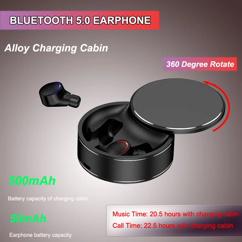 Мини наушники вкладыши TWS Bluetooth 5 0 Беспроводной спортивные Шум шумоподавления