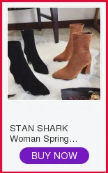 STAN SHARK/женские осенне-зимние ботильоны из флока повседневные однотонные ботинки без шнуровки с круглым носком на квадратном каблуке 4 см; цвет черный, верблюжий; Размеры 35-41