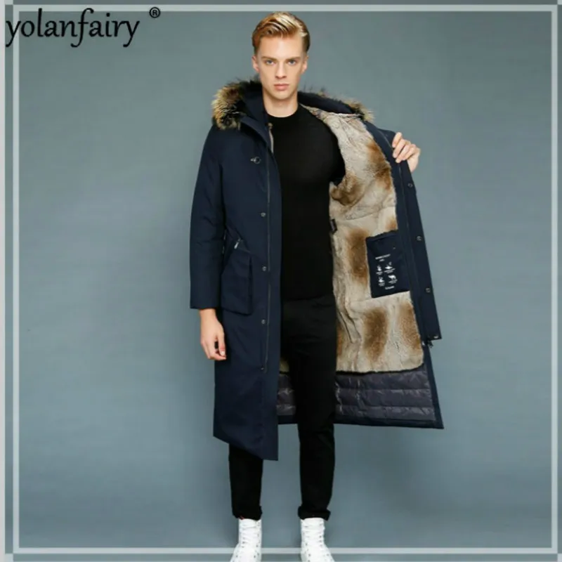 

Real Fur Coat Rabbit Fur Coat Winter Jacket Men Goose Down Jacket Warm Parkas Plus Size Jackets Casaco 1807-1 YY1089