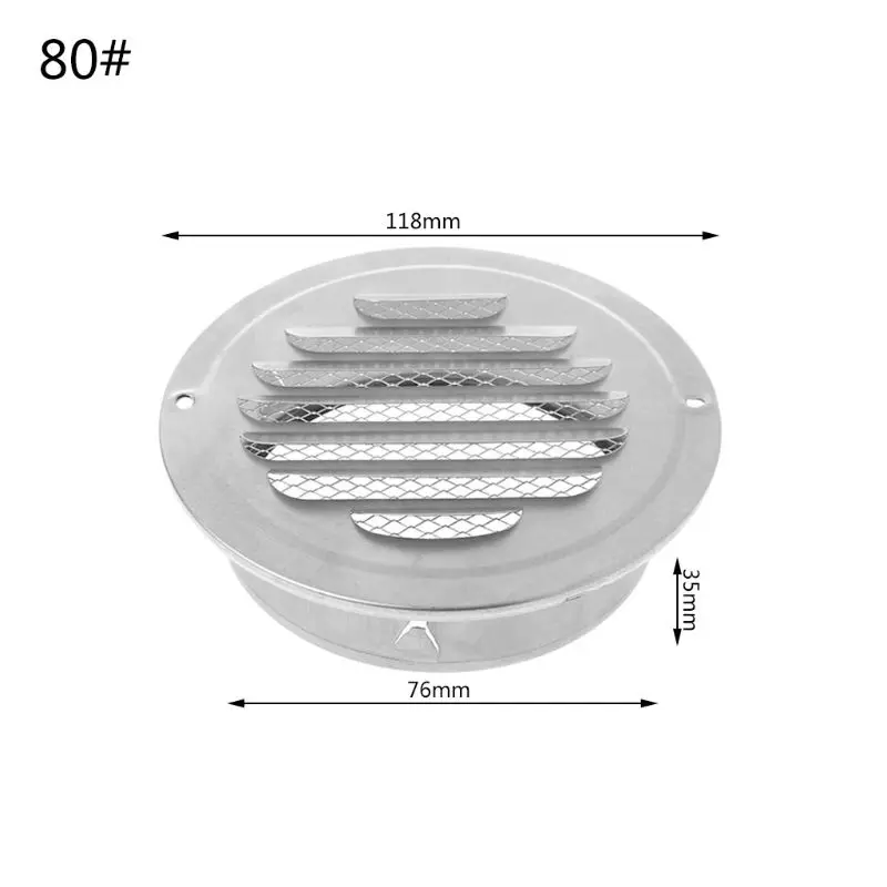 

Stainless Steel Exterior Wall Air Vent Grille Round Ducting Ventilation Grilles