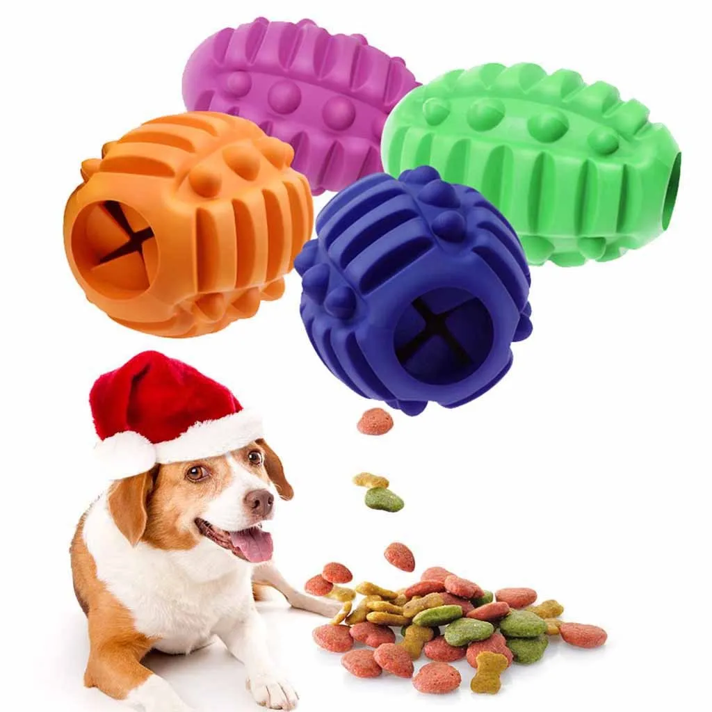 Dog Food Dispenser Ball Pet Chew Toy Bite-Resistant Natural Rubber Clean Teeth Training ball | Дом и сад
