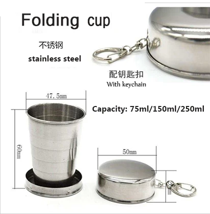 

Stainless steel folding cup stainless steel folding retractable cup folding cup blackjack cup Teacups Teaware folding glass