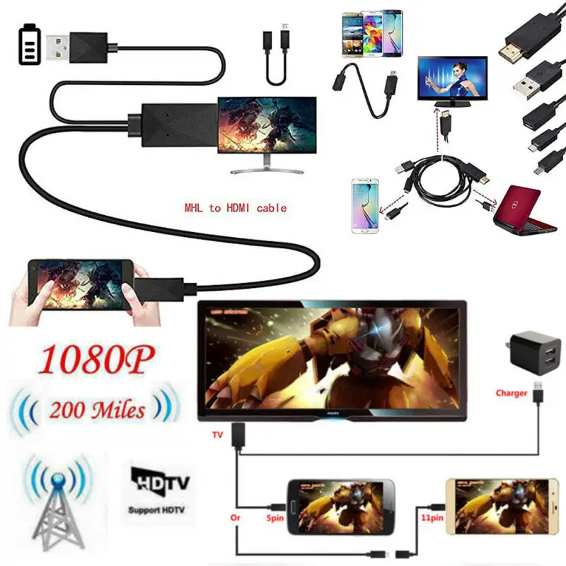 Новейший стиль Универсальный Android телефон MHL Micro USB к HDMI 1080P HD TV кабель адаптер |