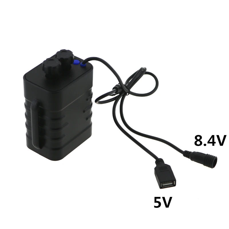 Detachable Rechargeable 18650 Battery Pack Case USB Output 5V For Mobile Phone& DC Output 8.4V For Bike Lights+ 8.4V Charger